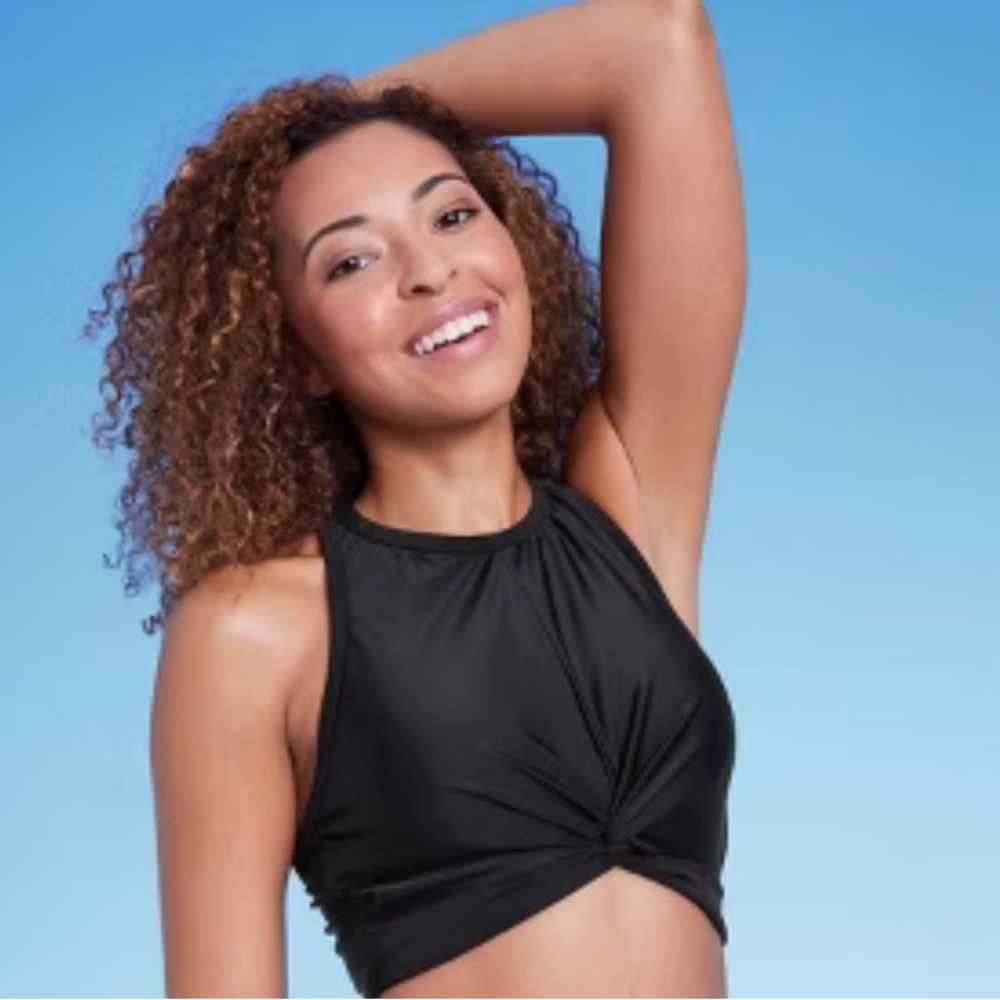 Shade & Shore Black Sleeveless Twist Front swim Top size xs(0-2) - Picture 4 of 4